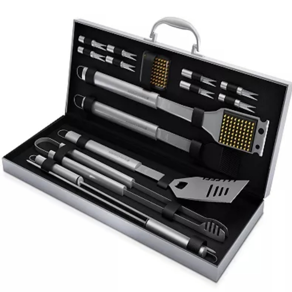 Home-Complete 16-pc. BBQ Grill Accessories Set with Aluminum Case